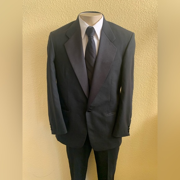 VTG Pierre Balmain Men’s Size 41R Blazer & 36x30.5 Pants 2pc Black Formal Suit - Picture 2 of 13
